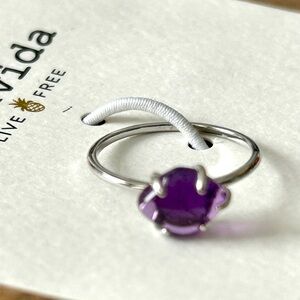 Pura Vida Crystal Cove Amethyst Ring Size 7